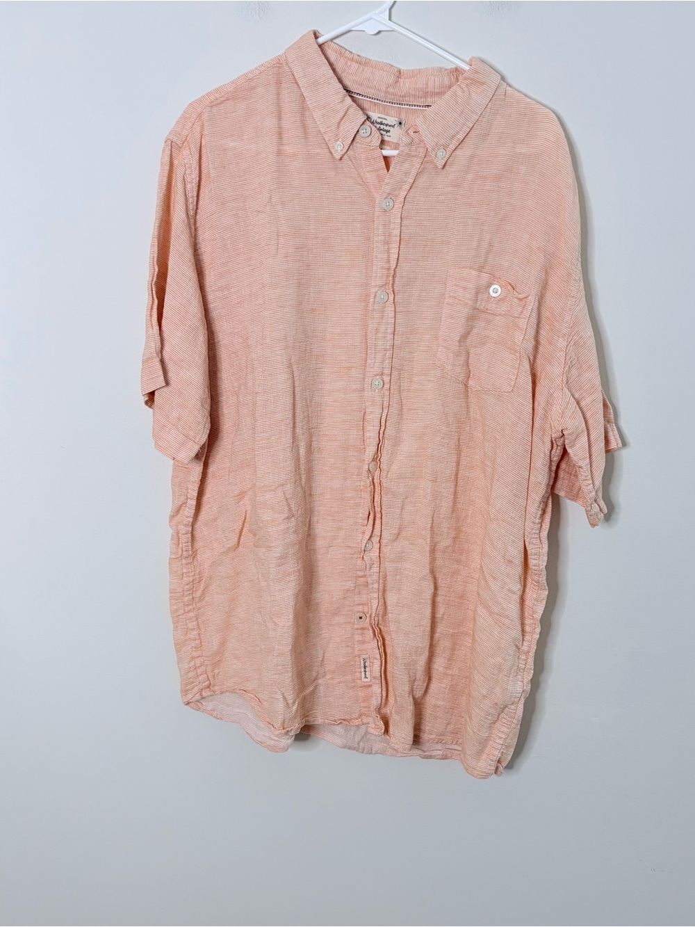 Original Weatherproof Vintage Men’s 2XL Linen Cotton Orange Button Up Beach